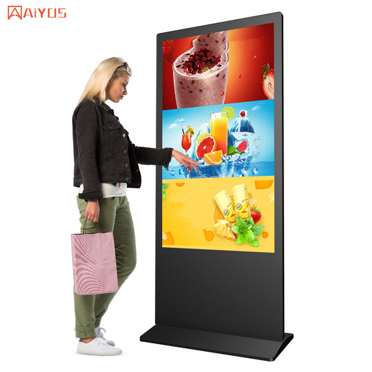 65 inch Indoor 4K LCD Advertising Screen 3840*2160 Ultra HD LED Backlight Digital Signage And Display Capacitive Touch Totem Kiosk